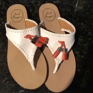 Jack Rogers white tassel shoes